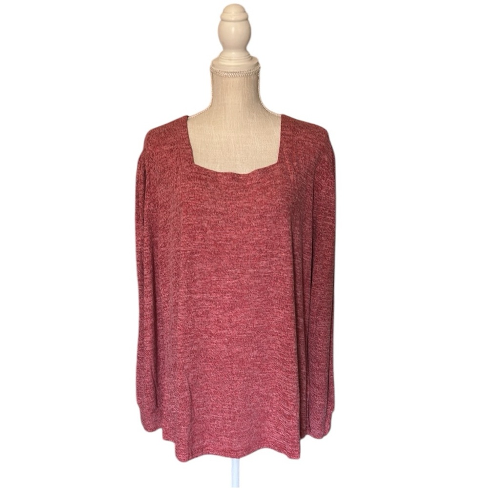 ROSRIS Casual Square Neck Sweater Long Sleeve Lightweight Knit Pullover 3XL NWT